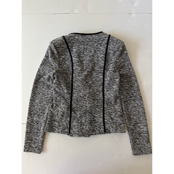 Armani Exchange Jacket Blazer Women S/P Black White Knit Fitted Zip Up Moto - Picture 8 of 8